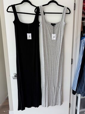 Hatch Maternity Sleeveless Maxi Dress in Black and Gray